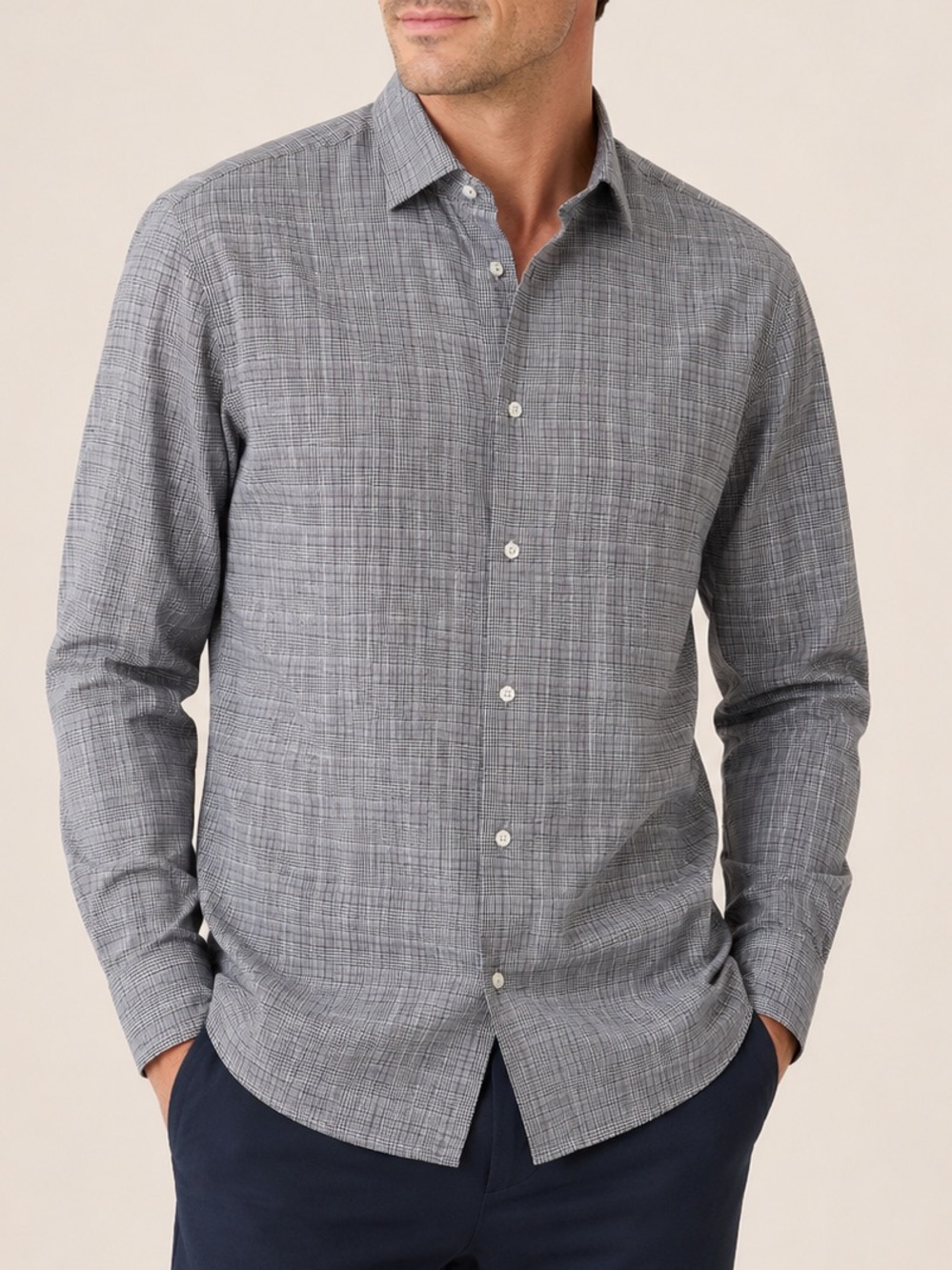 Ralph Lauren Purple Label 100% Cotton Plaid Shirt Size M Gray Purple Classy